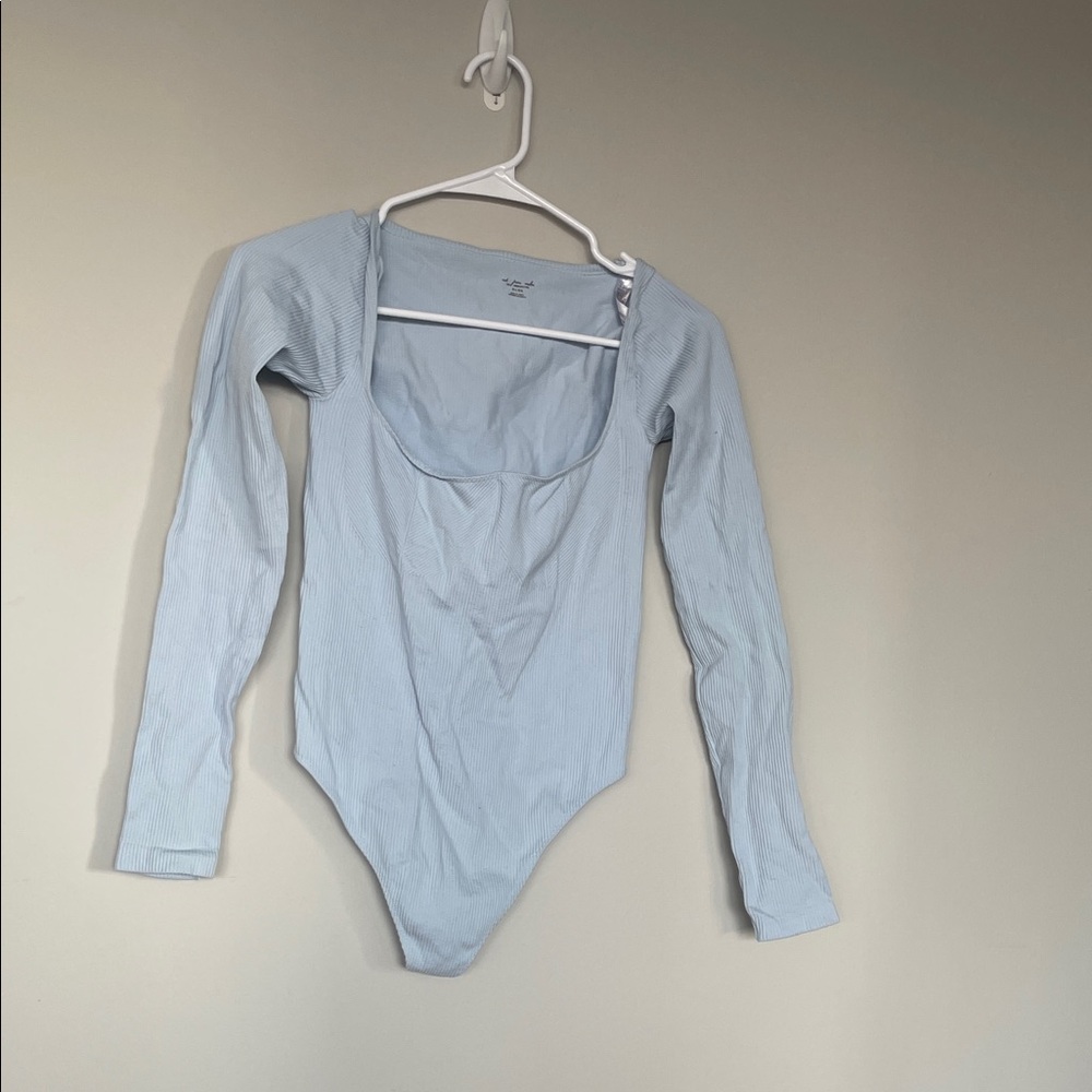 Urban Outfitters Soft Blue Ribbed Bodysuit